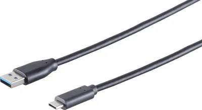 Immagine prodotto di Cavo adattatore da USB-A a USB-C, trasferimento dati e alimentazione 5 Gbt/s, nero - Lunghezza: 0,5 m