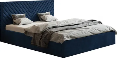 Produktbild von Polsterbett 180x200 cm Loris - Schlafzimmerbett mit Lattenrost, Bettkasten - Samtstoff Blau