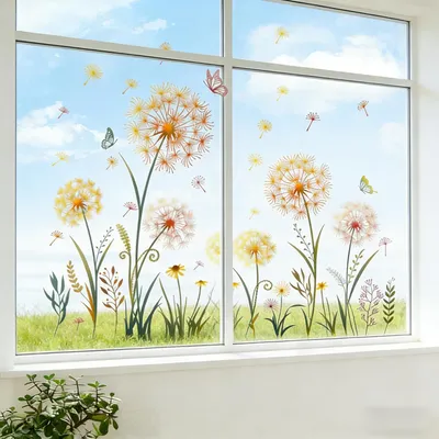 Produktbild von 2 Deko-Fensteraufkleber mit Löwenzahn-Motiv für Frühling und Herbst