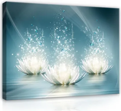 Produktbild von Leinwandbild Lilie Blumen Abstrakt 100x70 cm XXL Schlafzimmer Wohnzimmer Canvas Bilder Wandbilder Kunstdruck Wand Bild auf Leinwand Aufhängefertig