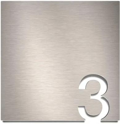 Edelstahl-Türnummer 3, selbstklebend, modern, 12 cm