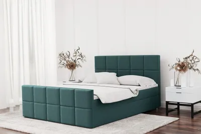Produktbild von Boxspringbett Schlafzimmerbett JOST 160x200cm in Stoff Matt Velvet Türkisblau