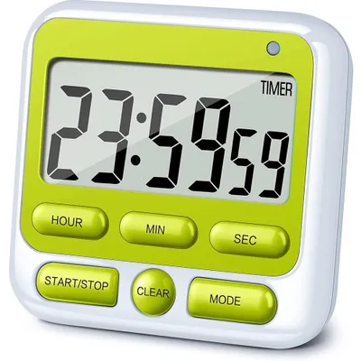 Produktbild von Digitaler Küchentimer mit Countdown – Magnetischer Timer mit Auf- und Abwärtszählung für Kochen, Backen, Fitnessstudio und Studenten, Grün
