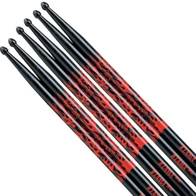 Image de Tama baguettes de batterie 5A-F-BR Red Rhythimic Fire Black 3 paires