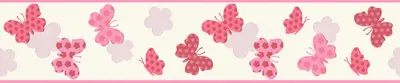 Produktbild von A.S. Création Bordüre Only Borders für das Kinderzimmer mit Schmetterlingen rosa rot weiß 5,00 m x 0,13 m