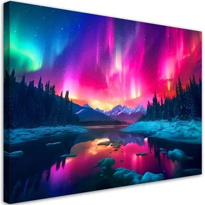Produktbild von Leinwandbild Abstrakte Himmel-Landschaft 90x60 Feeby Violett bild für die wand bereit zum aufhängen