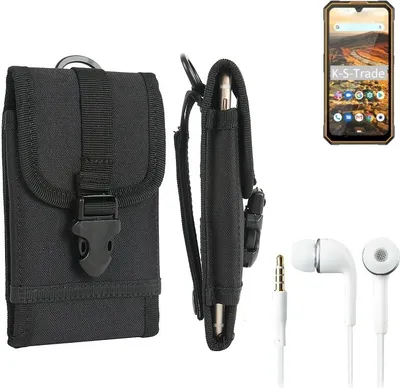 Produktbild von K-S-Trade Holster Schutz Hülle kompatibel mit Cubot KingKong 5 Gürteltasche Handy Hülle Tasche outdoor Seitentasche schwarz 1x + Kopfhörer
