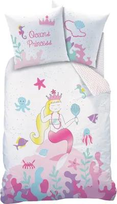Produktbild von Oceans Princess Bettwäsche Set 135x200 80x80cm Linon Meerjungfrau Prinzessin