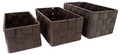 Produktbild von 3er-Set geflochtene Aufbewahrungsboxen für Badezimmer Textil-Körbe