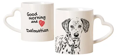 Immagine prodotto di Dalmatino, Dalmatinac - Tazza con decorazione di un cane, adorabile tazza con manico a forma di cuore, regalo universale del marchio Art-Dog