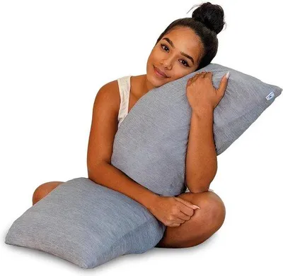 Productafbeelding van Unyqoos® Zijslaperkussen, 100 x 41 cm – Zwangerschapskussen met fijngehakte traagschuimvulling, verkoelende hoes, donkergrijs