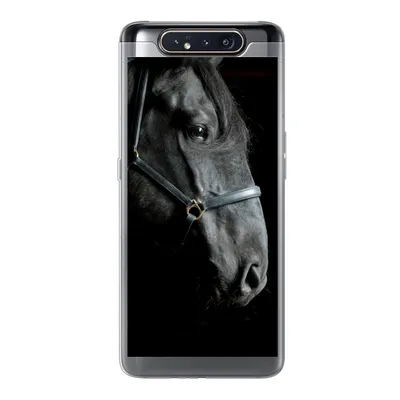 Produktbild von MuchoWow® Handyhülle Schutzhülle Hülle für Samsung Galaxy A80 Pferd - Schwarz - Halfter Silikon Softcase Handy Hülle - Schutzdeckel