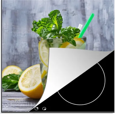 Produktbild von KitchenYeah© Herdabdeckplatte Cocktail - Früchte - Kräuter , 78x78cm, Küche Deko, Glaskeramikkochfeld Herdabdeckung, Abdeckplatte fùr Kochfeld