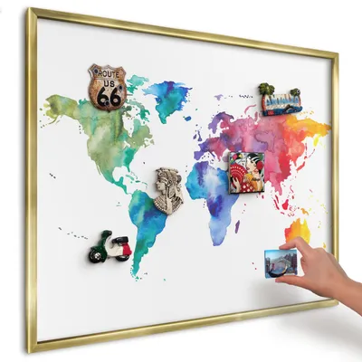 Produktbild von Magnettafel 80x60 cm mit goldenem Rahmen - Magnetische Metalltafel, Magnetpinnwand zur Wandmontage für Wohnzimmer, Küche, Flur, Kinderzimmer und Büro - Farbkarte