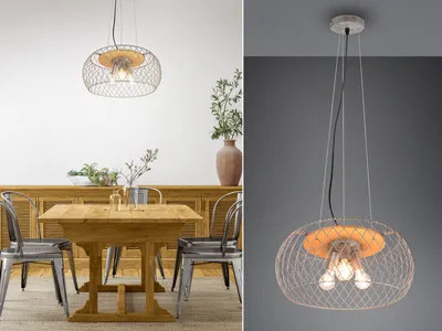Produktbild von Pendelleuchte 3 flammig Gitterschirm Silber antik Ø 50cm