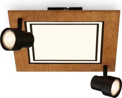 Produktbild von LED Deckenleuchte,schwarz-holzfarben,2xGU10+LED