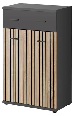 Image de Commode "Marco" - Gris/Beige - L 60 x H 96 x P 32 cm