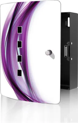 Zdjęcie produktu dla banjado design nierdzewna skrzynka na 10 kluczy, szafka na klucze o wymiarach 24 x 21,5 x 7 cm z zamkiem magnetycznym, Violet Element [BWSK 10146]