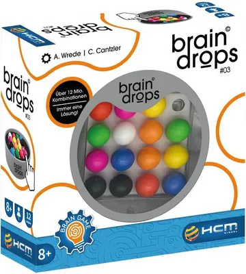 Produktbild von Logikspiel Braindrops 03 mit 15 Kugeln, 6 Aufgabenkarten und 12 Millionen Startpositionen