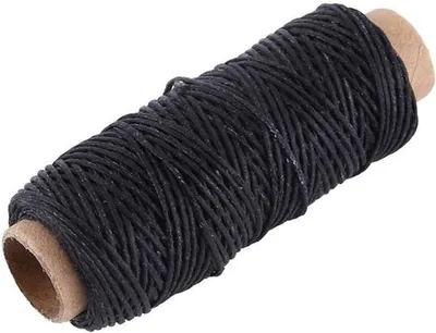 Nachhaltige 150D gewachste Schnur für Lederbearbeitung - 50m Ledernadel, Handsticken und Nähen, 1mm Dicke (Schwarz)