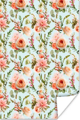 Produktbild von MuchoWow® Poster Blumen - Rosa - Rosen - Pastell 40x60 cm - Plakate für die Wand - Poster Babyzimmer