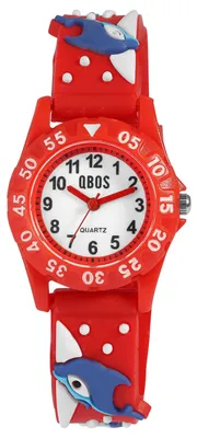 Produktbild von QBOS Kinder Armbanduhr aus Silikon für Kinder, Delfin Motive, gut leserlich
