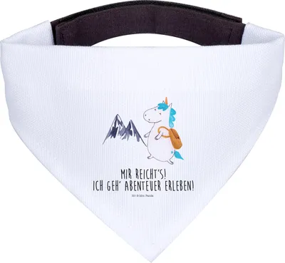 Produktbild von Mr. & Mrs. Panda Hundehalstuch Einhorn Bergsteiger - Weiß - Geschenk, Tuch, Weltenbummler, Halstuch Für Hunde, Unicorn, Einhörner, Urlaub, Berge, Hund, Reisen