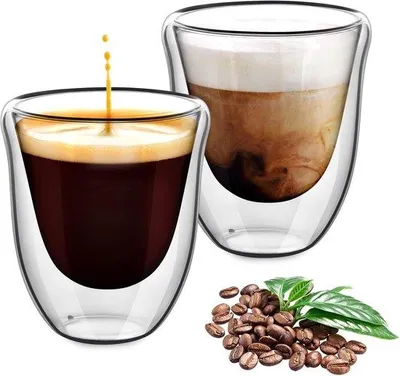 Produktbild von Doppelwandige Kaffeebecher, Kaffeebecher, Theebecher - Mokkakannen, Kaffeebecher, Espressokannen - Becher - Cappuccino-Becher 1*220ml