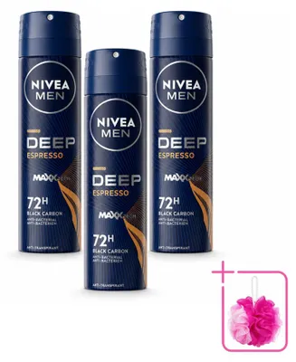 Productafbeelding van 3 x NIVEA MEN Deodorant Spray Deep Espresso - 150 ml - Voordeelverpakking - 3 stuks
