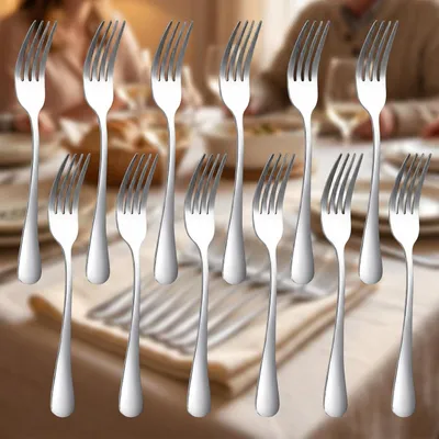 Produktbild von 12 Menügabeln aus Edelstahl für Salat, Nudeln und Steak