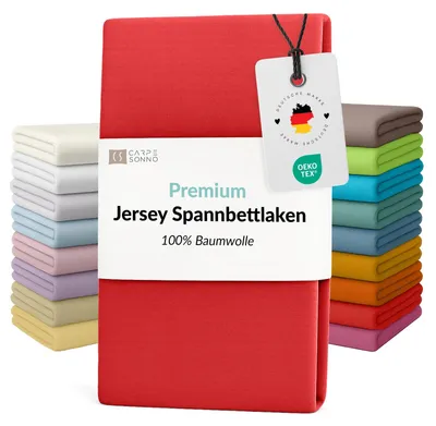 Produktbild von Mako Jersey Spannbettlaken 140x200 - 160x200 aus 100% Baumwolle Bettlaken Rot