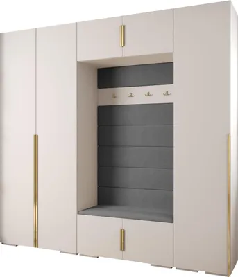 Produktbild von MEBLE KRYSPOL Inova 1 Möbelset Garderobe, 236,7x250x47cm - Weiß, Manila 16, Gold