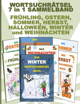Produktbild von WORTSUCHRÄTSEL 7 in 1 SAMMELBAND FRÜHLING, OSTERN, SOMMER, HERBST, HALLOWEEN, WINTER und WEIHNACHTEN