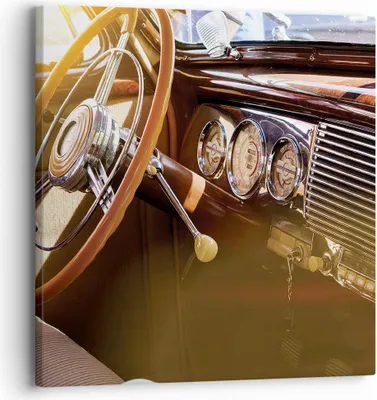 Produktbild von Bild auf Leinwand - Leinwandbild - Einteilig - Auto Retro Vintage - 30x30cm - Wand Bild - Wanddeko - Wandbilder - Leinwanddruck - Bilder - Wanddekoration - Leinwand bilder - Wandbild - AC30x30-4939