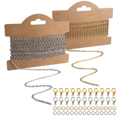 Edelstahl-Ketten 5 m, Silber & Gold, 82-teilig