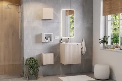 Produktbild von COMAD | Badmöbelset, Waschbeckenunterschrank + hängende Regale, NOVA CASHMERE, WHITE