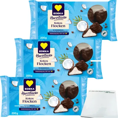 Produktbild von EDEKA Kokosflocken 3er Pack (3x200g Packung) + usy Block
