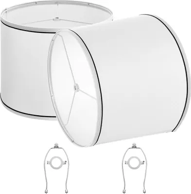 Produktbild von Lampenschirm Trommel 290x320x245mm - Mittelgroßer, Runder Lampenschirm mit Harfe in Weiß - Zwei Stück