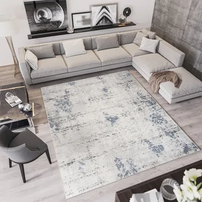 Immagine prodotto di Tappeto a pelo corto design moderno camera da letto soggiorno vintage screziato grigio crema ÖKOTEX 140 x 200 cm