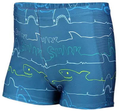 Produktbild von Aquarti Jungen Badehose Gestreift mit Motiven, Farbe: Haie / Jeans, Größe: 158