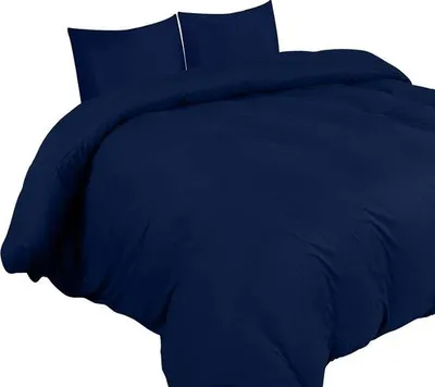 Productafbeelding van Bettenset - Zachte microvezel dekbedovertrek 155x220 cm met kussenslopen 80x80 cm - Beddengoedset - Marineblauw