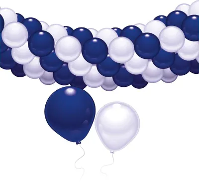 Produktbild von Amscan Ballon-Deko-Set, blau/weiß, mit 60 Ballons und 15 Ballonhaltern