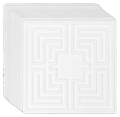 Obrázok produktu pre VEVOR stropné panely, 12 balení 24 x 24 palcov, podhľadové panely z vysokokvalitnej PVC fólie, jednoduchá inštalácia/rezanie, plastové stropné panely na lepenie, stropné obklady