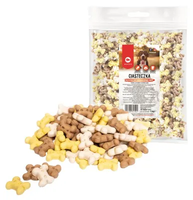 Zdjęcie produktu dla MACED CIASTKA WANILIA KOSTECZKI MIX 1kg - Miękki Przysmak, Treserki dla Psów