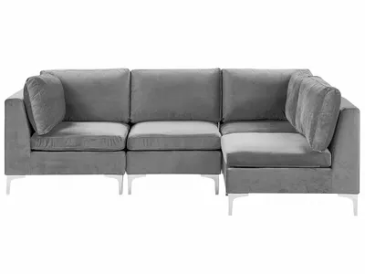 Zdjęcie produktu dla BELIANI Narożnik modułowy lewy szary welurowy sofa 4-osobowa metalowe nóżki w stylu glamour