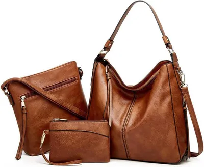 Produktbild von Pahajim Handtaschen Set Damen Kunstleder 3tlg. großes Schultertasche Hobo Umhängetasche Damentaschen Set