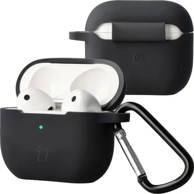 Produktbild von Silikonhülle mit Karabiner für AirPods 3, Bizon Case Headphone Silicone, Schwarz