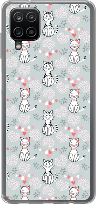 Produktbild von MuchoWow® Handyhülle Schutzhülle Hülle für Telefoonhoesje Samsung Galaxy A12 Muster - Katze - Herz - Mädchen - Kinder - Mädchen Silikon Softcase Handy Hülle - Bild