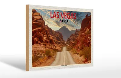 Produktbild von Holzschild Reise 30x20cm Las Vegas USA Red Rock Canyon