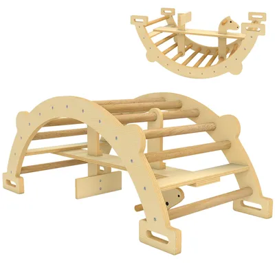 Image de Structure d'escalade Montessori 2 en 1 pour enfants | Couleur : Marron | Dimensions : 52 x 110 x 45 cm